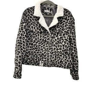 Disney Mickey Mouse Womens Corduroy Jacket Sz Large Leopard Print Casual Travel